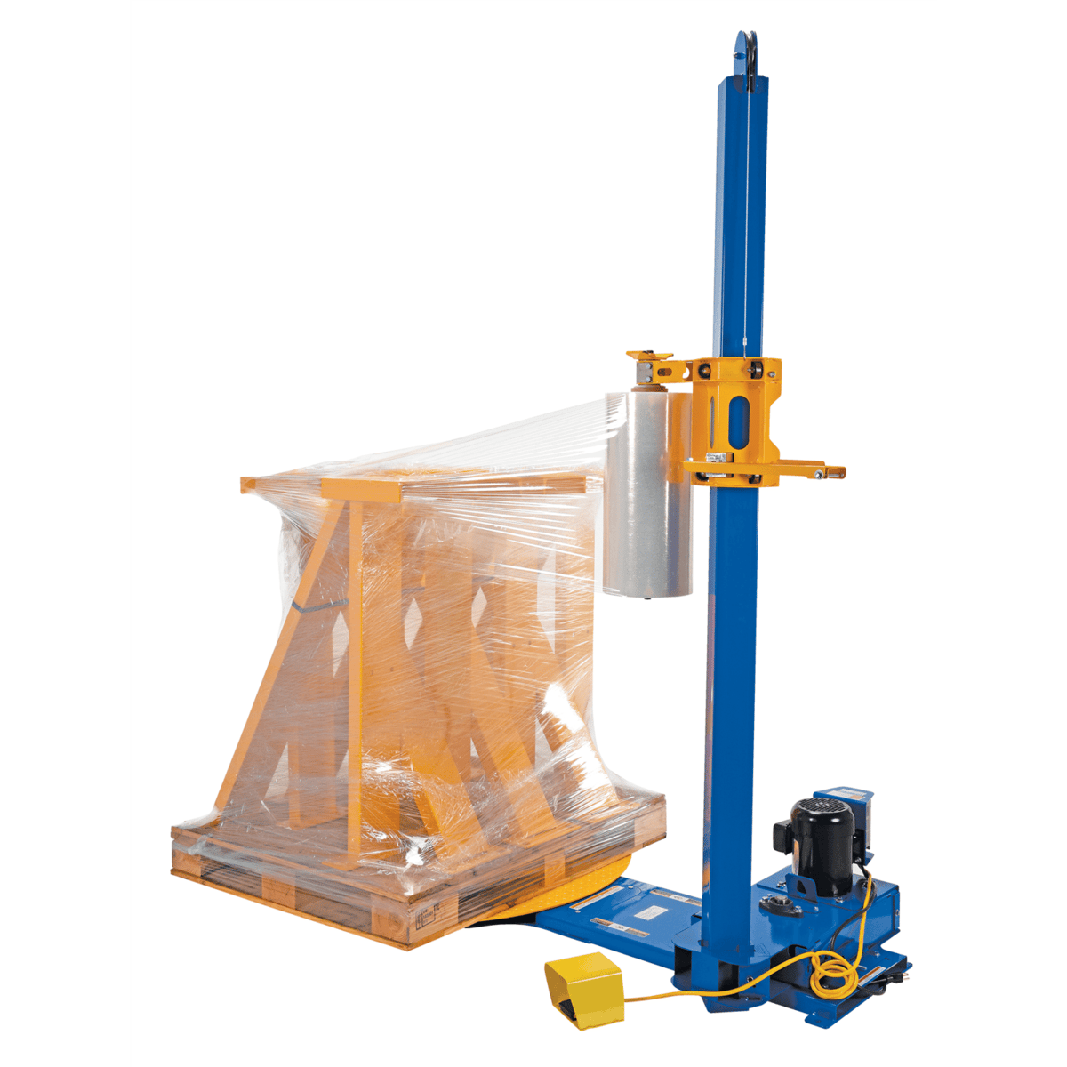 Vestil Steel Semi-Automatic Stretch Wrap Machine 50In Turntable Diameter 4,000 Lb Blue/Yellow SWA-50
