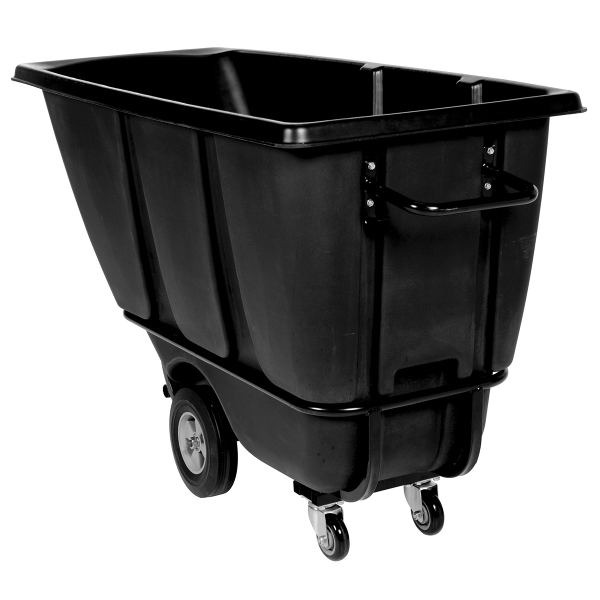 Vestil Plastic Heavy Duty Tilt Truck 1/2 Cubic Yard 1400 Lb. Capacity Black TDT-50-HD-BLACK