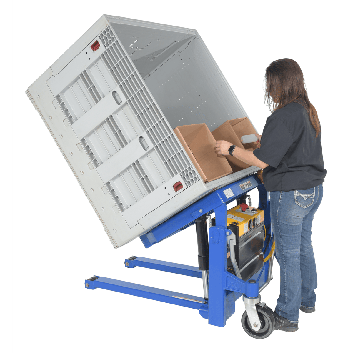 Vestil Steel Tilt Master DC Powered 12V 2,000 Lb. Capacity Blue TM-20-DC