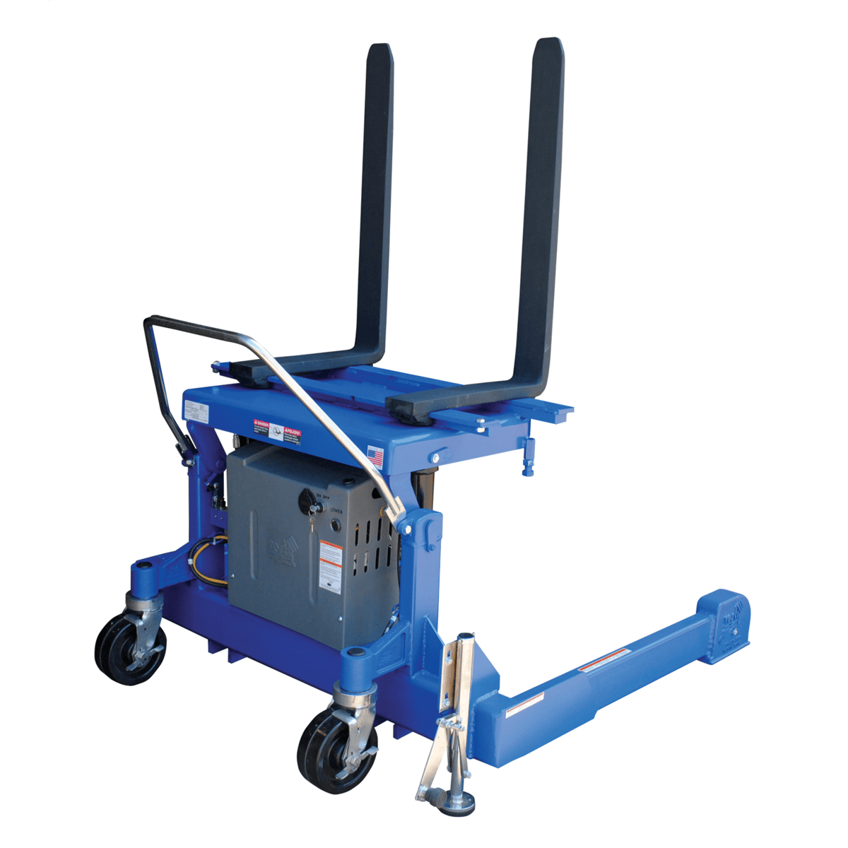 Vestil Steel Tilt Master Straddle DC Powered 12V 2,000 Lb. Capacity Blue TMS-20-DC