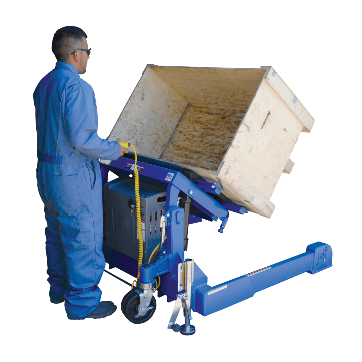 Vestil Steel Tilt Master Straddle DC Powered 12V 2,000 Lb. Capacity Blue TMS-20-DC