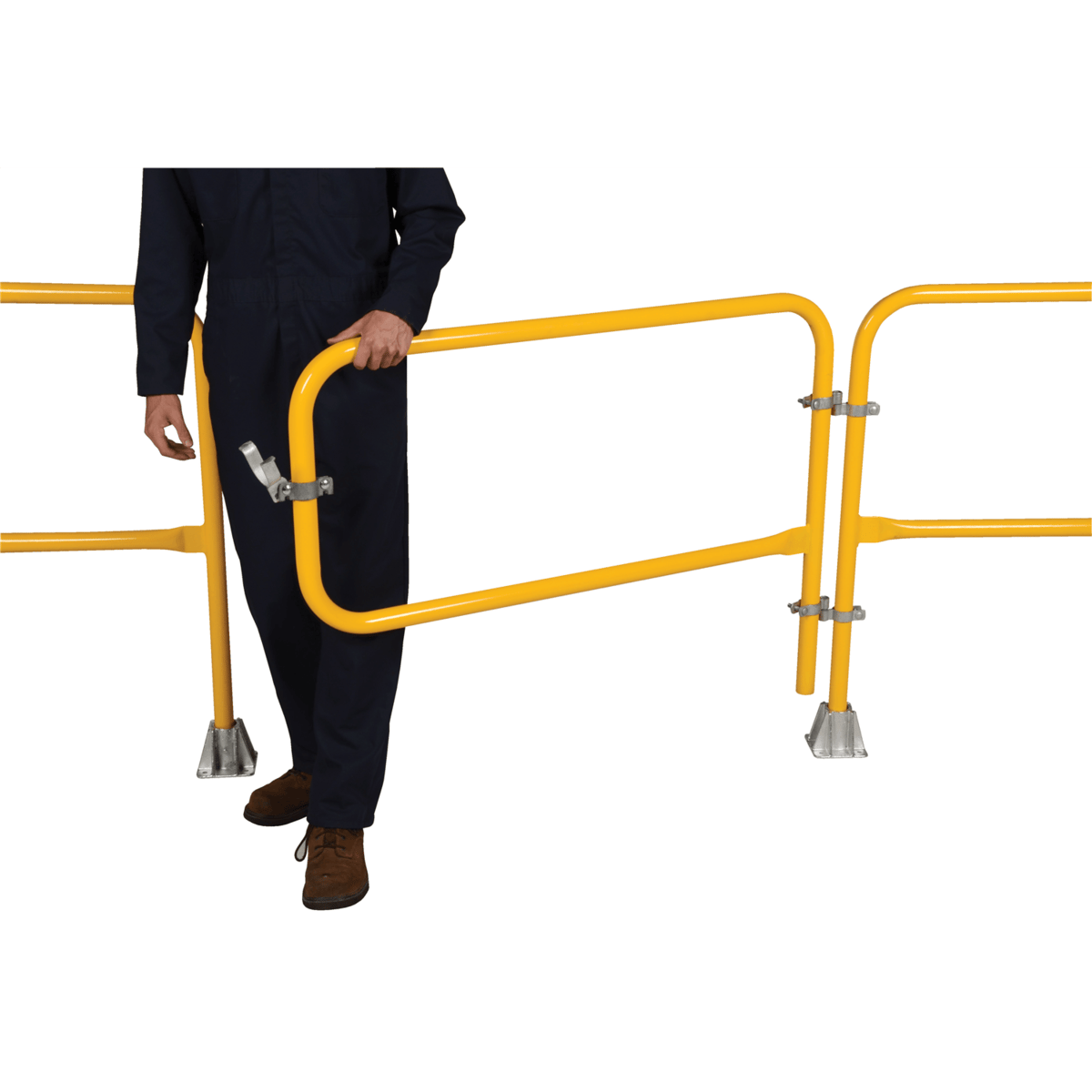 Vestil Steel Pipe Safety Railing Gate P-Shaped 48 In. x 36 In. Yellow VDKR-G4