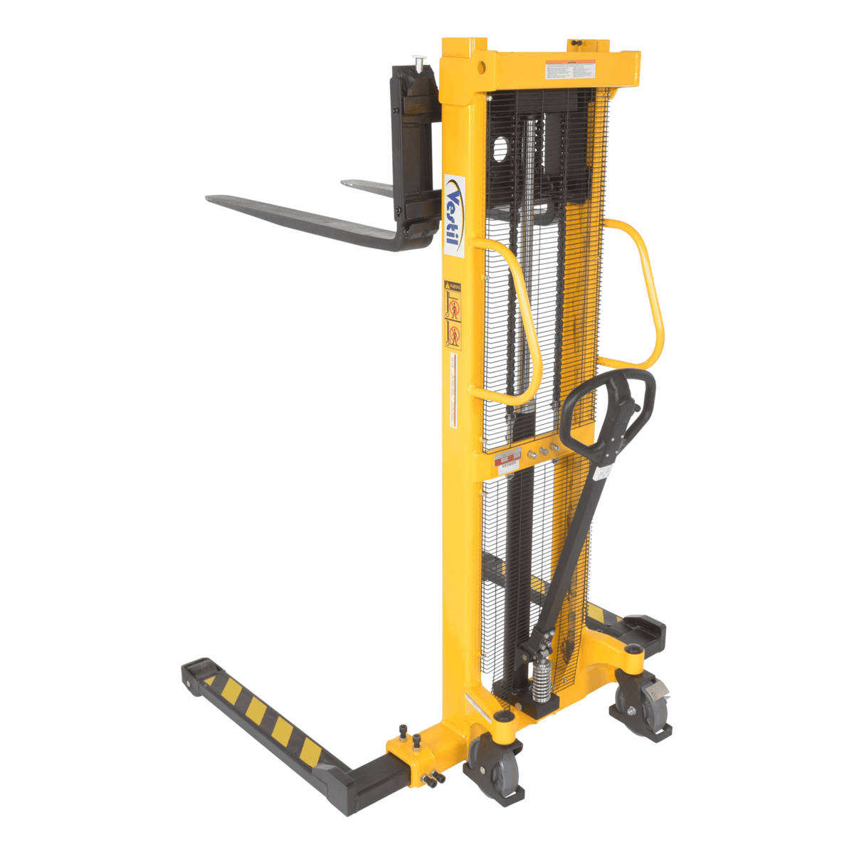 Vestil Steel Manual Stacker Adjustable Forks/Legs 2,000 Lb. Capacity Yellow VHPS-2000-AA