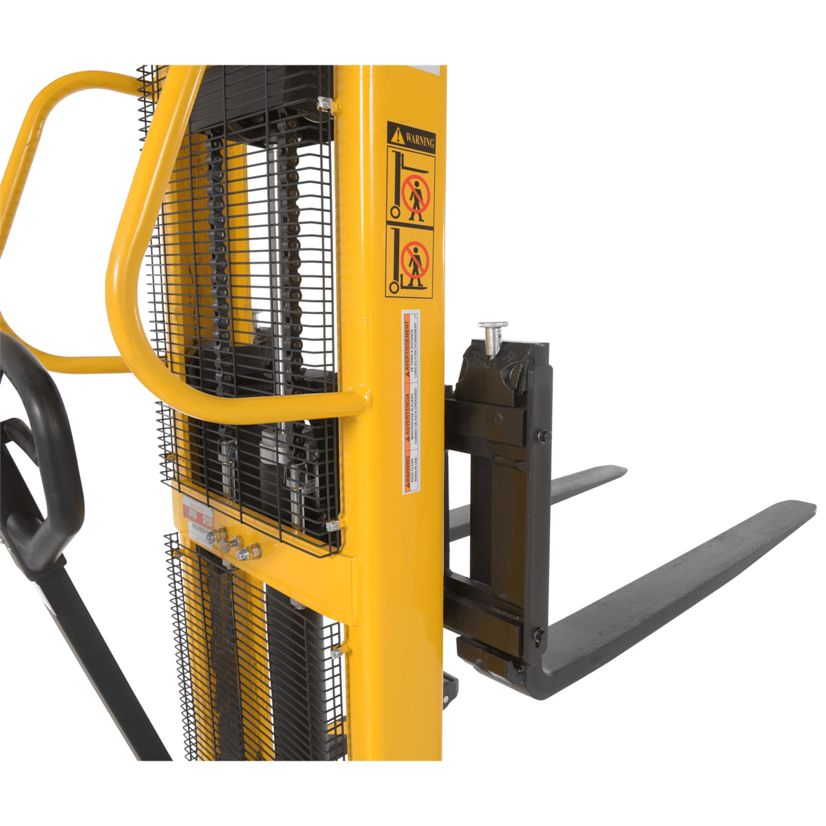 Vestil Steel Manual Stacker Adjustable Forks/Legs 2,000 Lb. Capacity Yellow VHPS-2000-AA