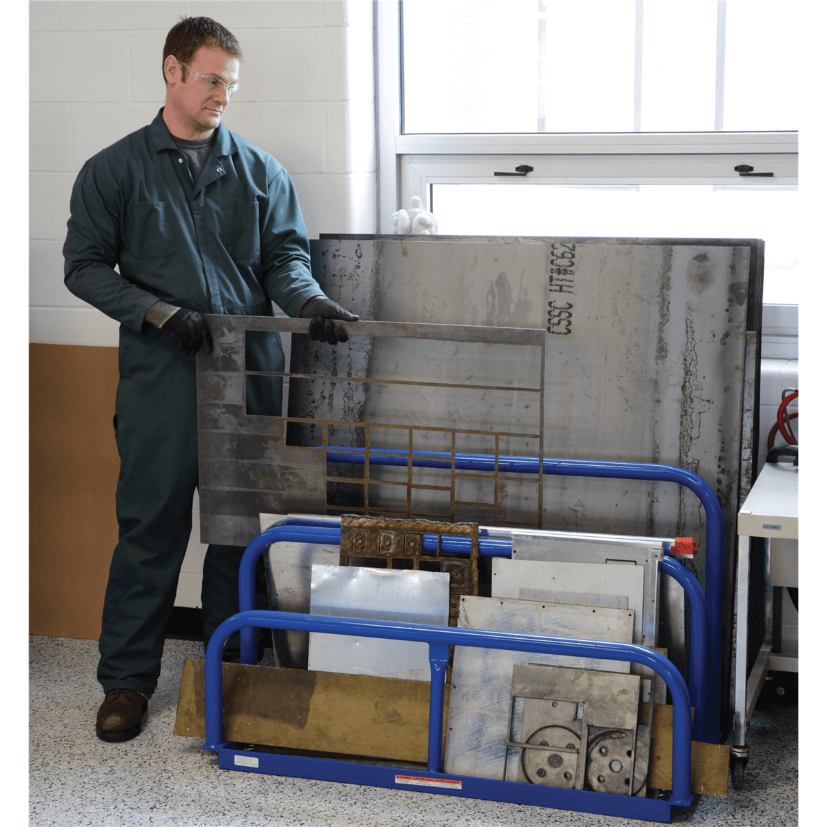 Vestil Welded Steel Variable Height Sheet Rack 36 x 47.375 x 41.75 1,500 Lb. Capacity Blue VHSR-4