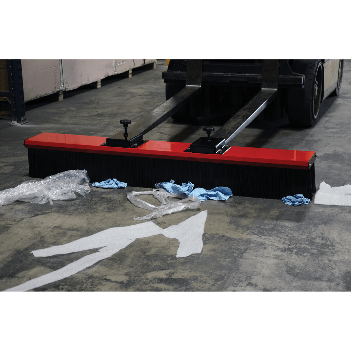 Vestil Aluminum Fork Truck Mounted Sweeper 60 In. Wide Brush Red VSWP-60