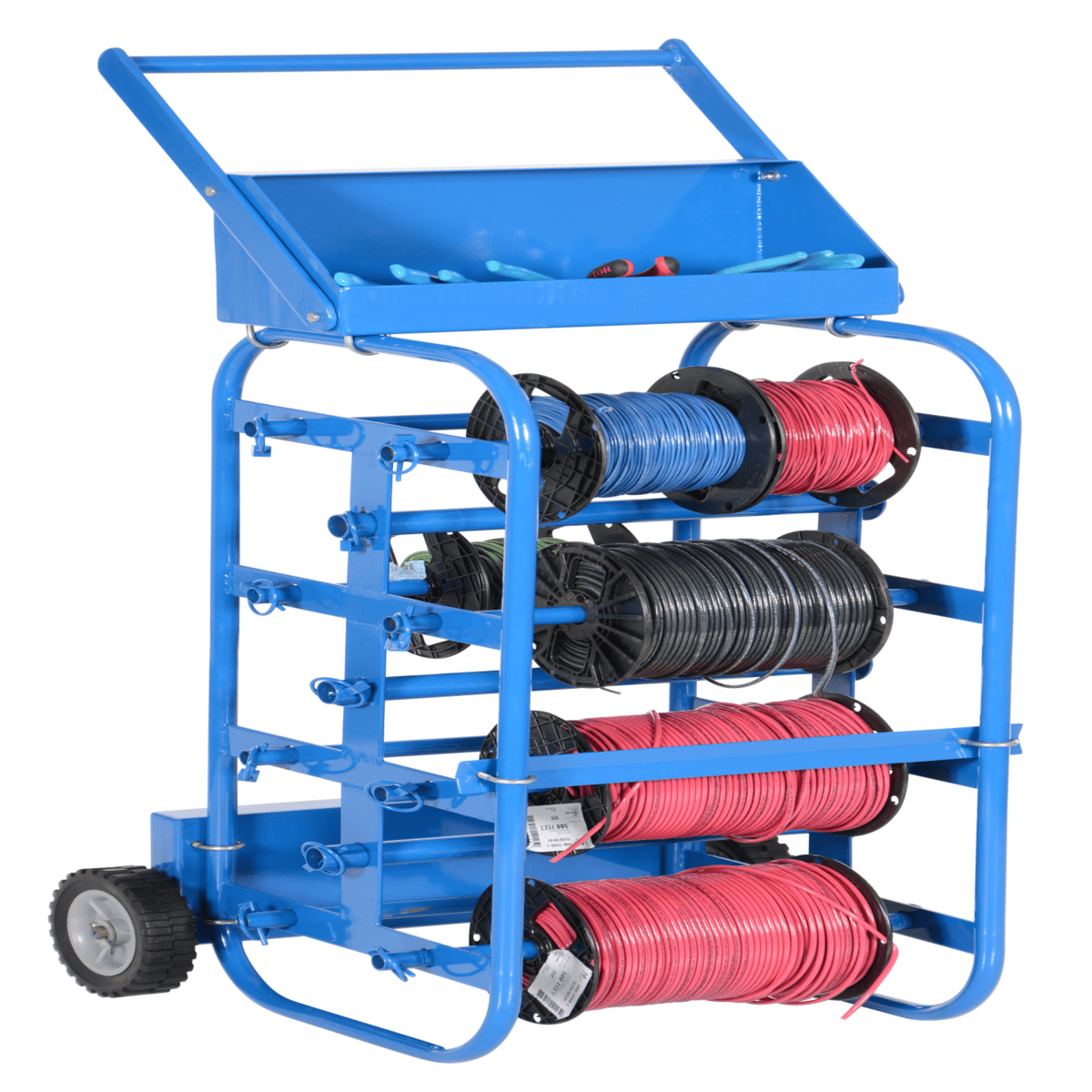 Vestil Steel Economy Wire Reel Caddy 150 Lb. Capacity Blue WIRE-D-E