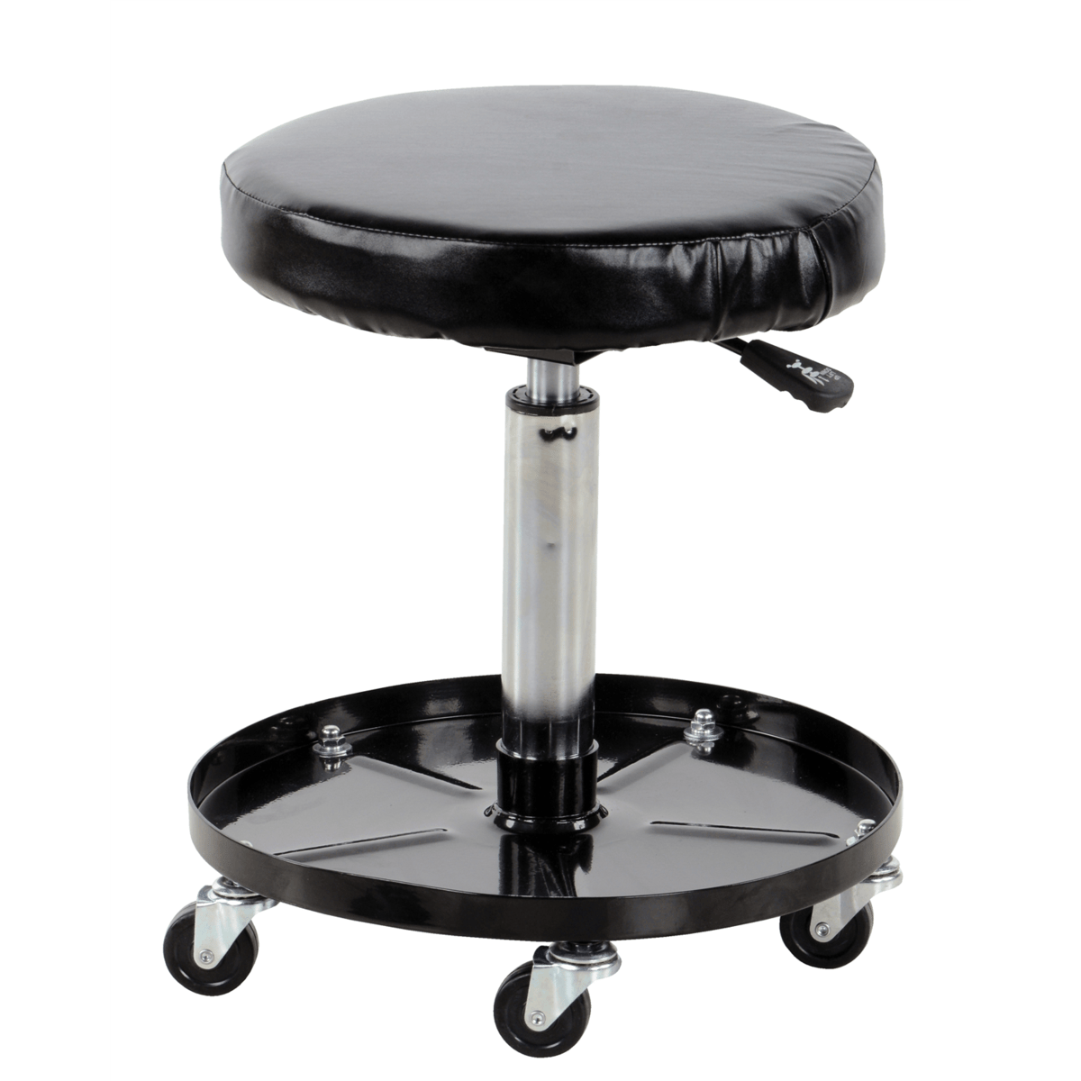 Vestil Ergonomic Foamed Polyurethane Assembly Worker Stool with Casters 300 Lb. Black/Silver WLPS-2