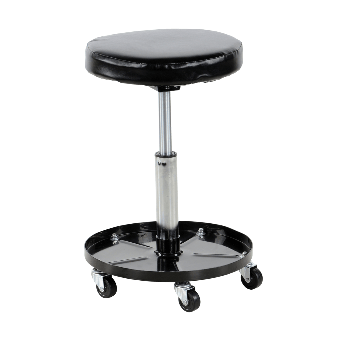 Vestil Ergonomic Foamed Polyurethane Assembly Worker Stool with Casters 300 Lb. Black/Silver WLPS-2