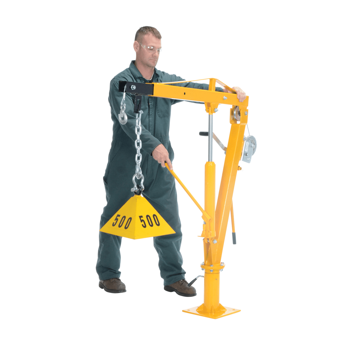 Vestil Steel Winch Truck Jib Crane Extended Capacity 1000 Lb. Yellow WTJ-4