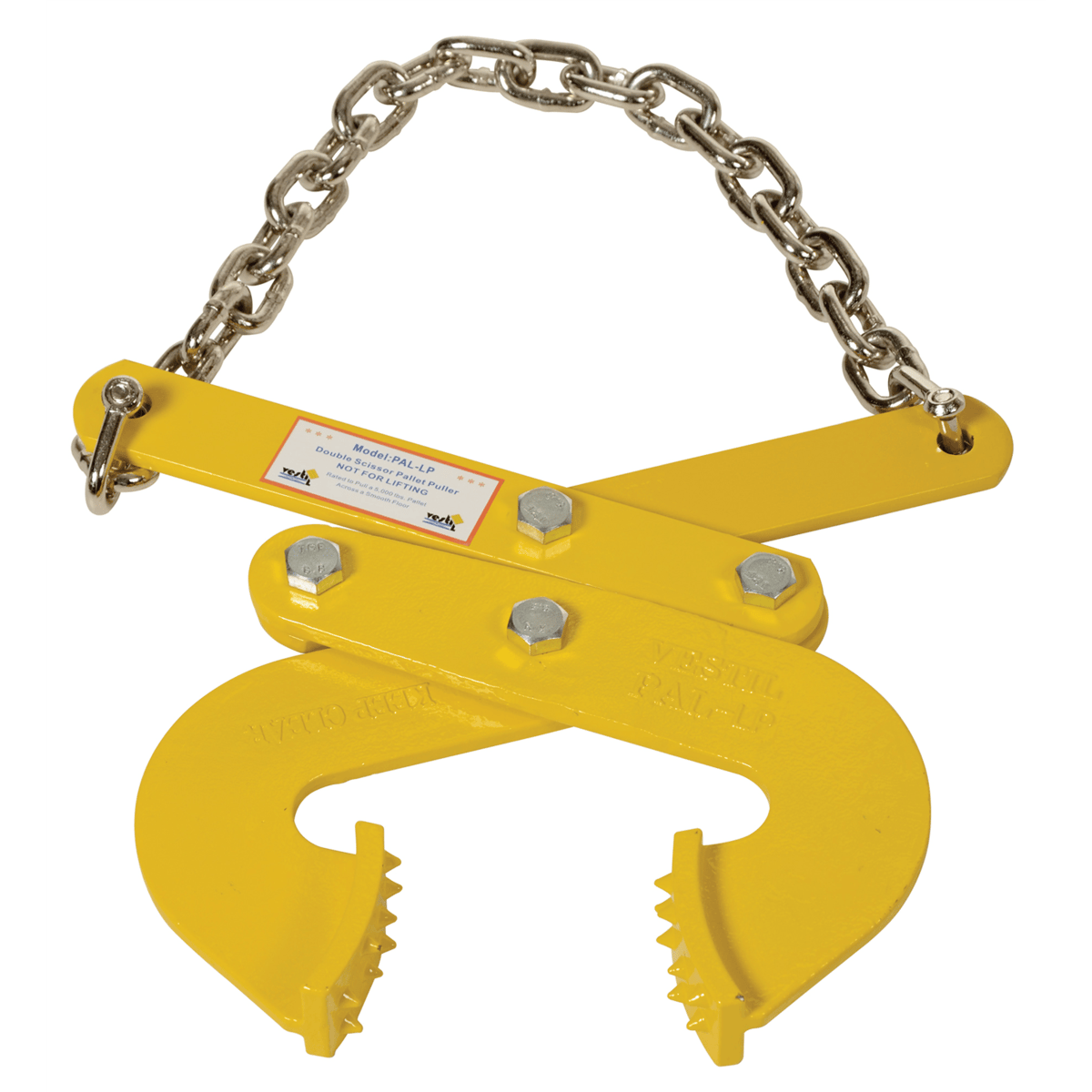 Vestil Steel Low Profile Dble Scissor Pallet Puller 2In x 16-3/4In x 13-3/4In 5000Lb Yellow PAL-LP
