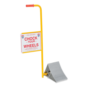 Vestil Alum Wheel Chock with Handle & Sign 11-7/8In.x21-3/16In.x37-9/16In. Silver/Yellow EALUM-7-HS
