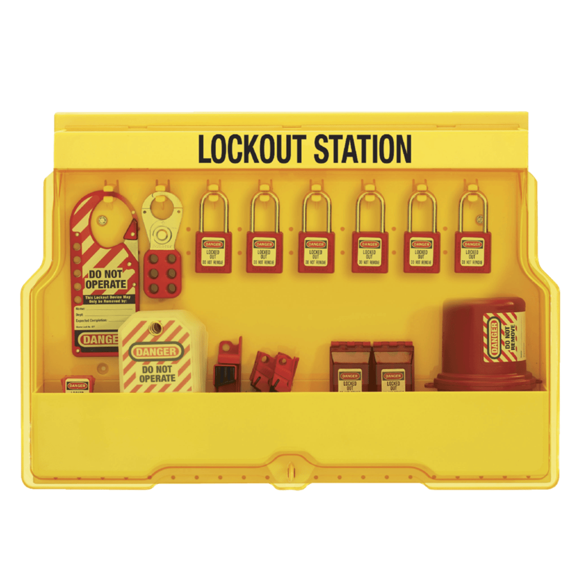 Master Lock® Lockout Station, Electrical Focus, ZENEX™ Thermoplastic Padlocks, S1850E410