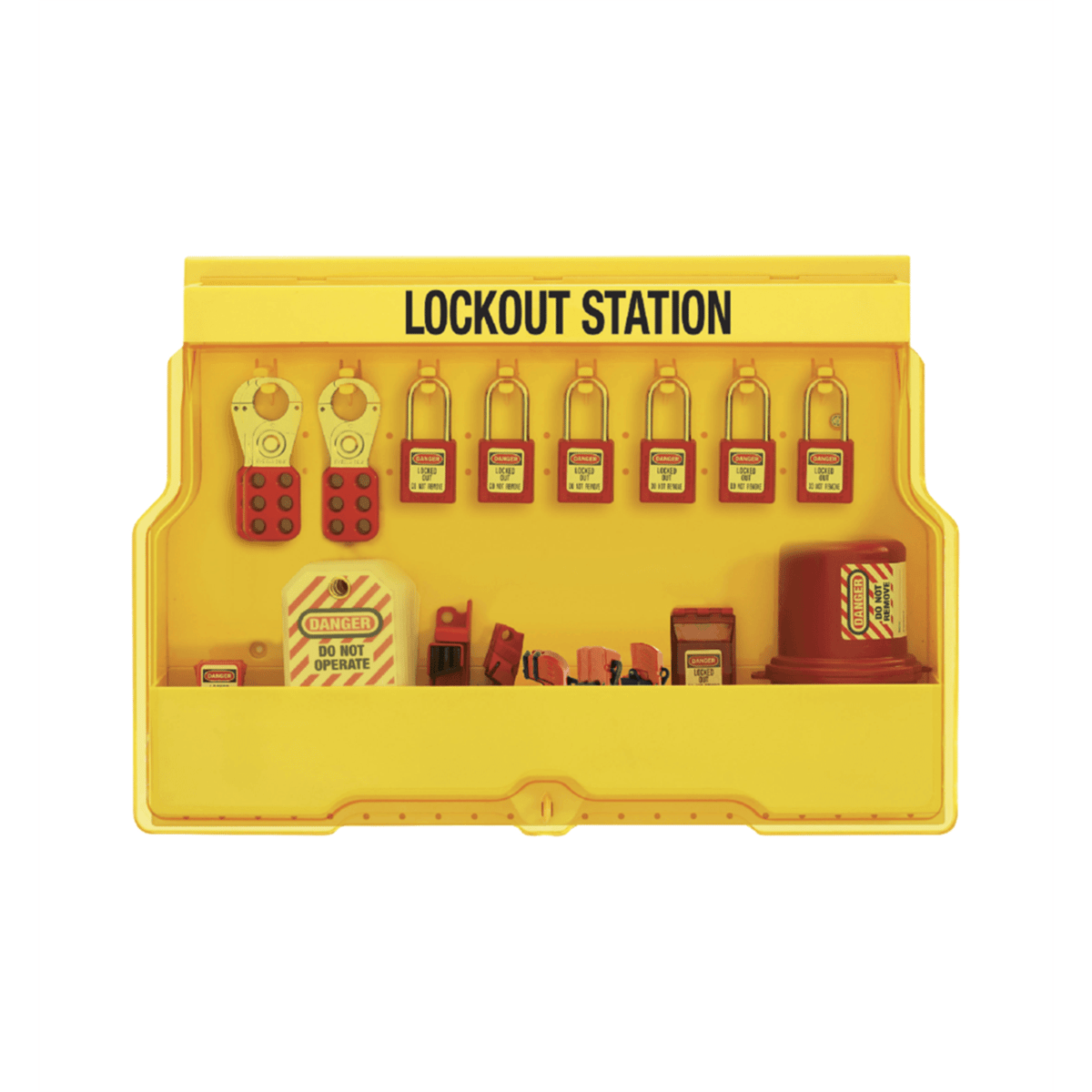 Master Lock® Lockout Station w/Premier Electrical Assortment, 6 Zenex™ Padlocks, S1850E410PRE