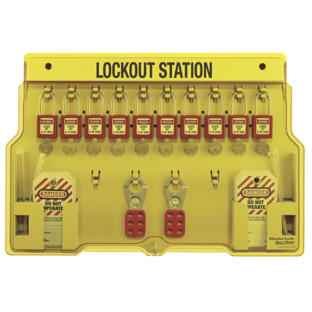 Master Lock® 10-Lock Padlock Station, ZENEX™ Thermoplastic Padlocks, 1483BP410