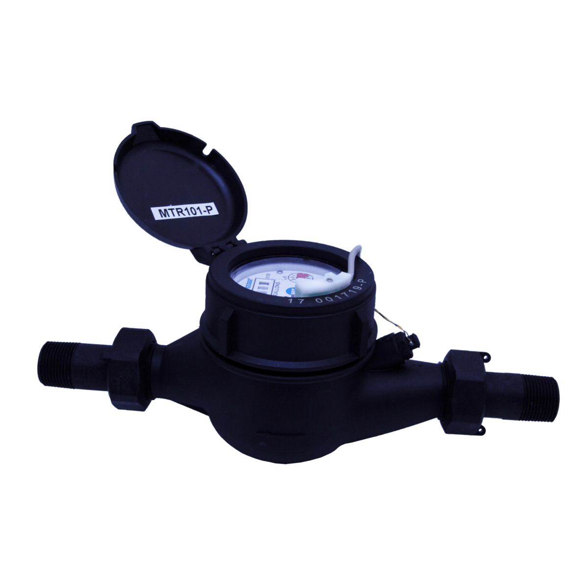 Pulsafeeder MultiJet Pulse Water Meter, plastic, 1 GPM/Contact, 1.5" MNPT, 100 GPM