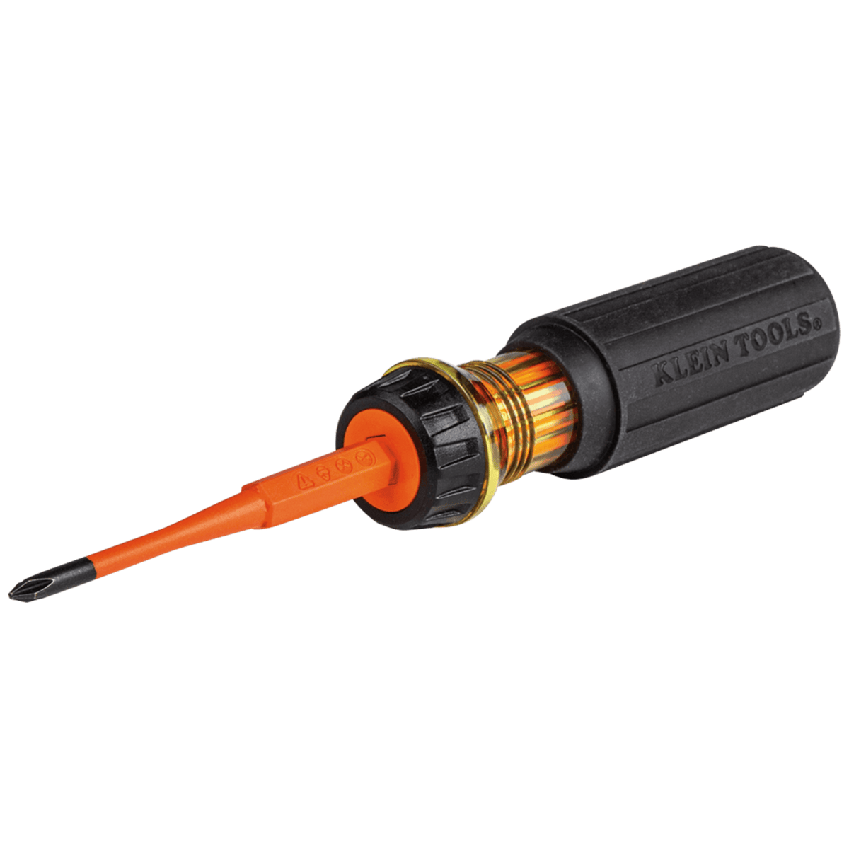 Klein® Tools Flip-Blade Insulated Screwdriver, 2-in1, Ph Bit #1, Sl Bit 3/16-Inch