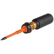 Klein® Tools Flip-Blade Insulated Screwdriver, 2-in-1, Square Bit #1 and #2