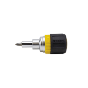 Klein® Tools Multi-Bit Ratcheting Screwdriver, 6-in-1, Stubby, Ph, Sl, Nut Bits