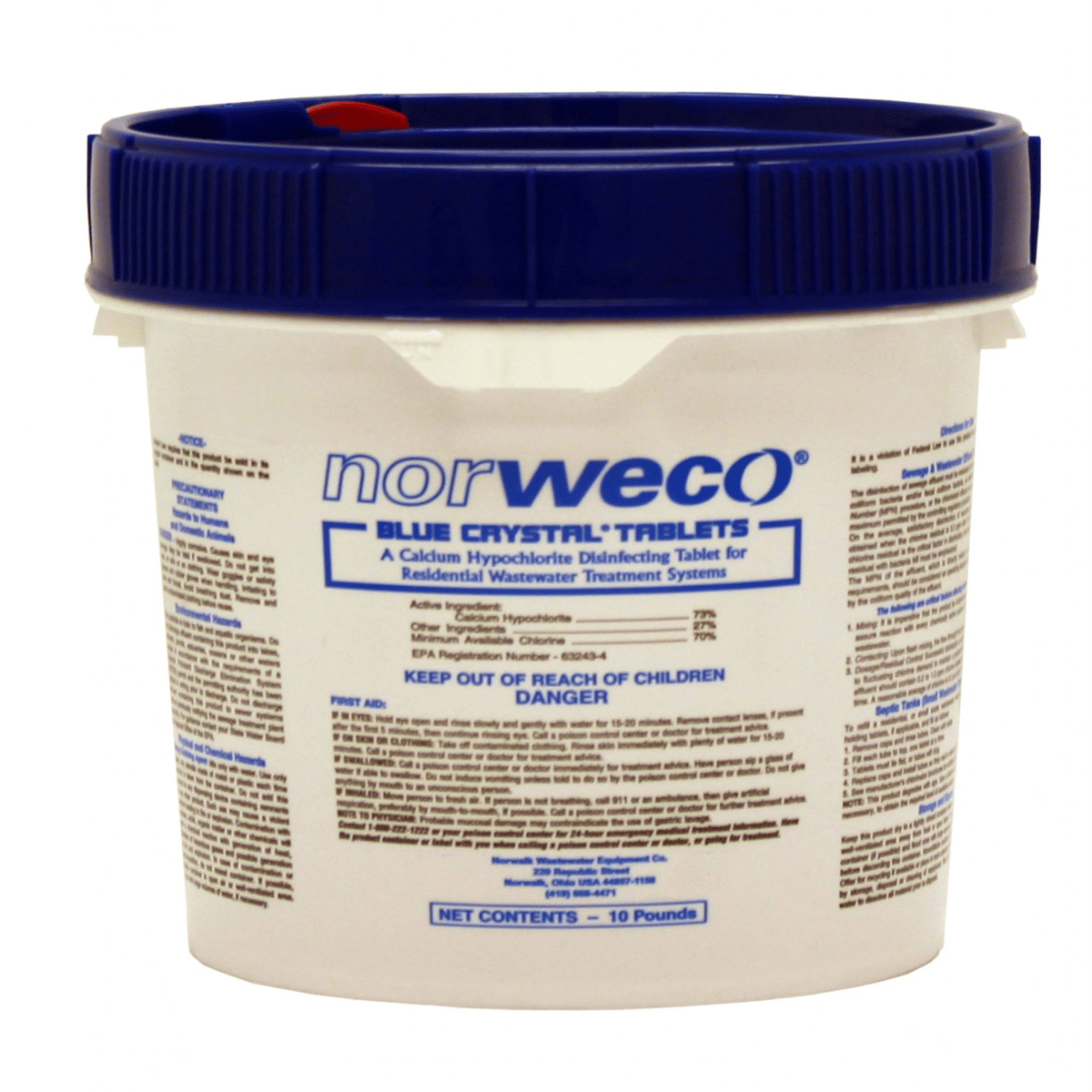 Norweco® Blue Crystal® Residential Disinfecting Tablets, 10 lbs, 10BC