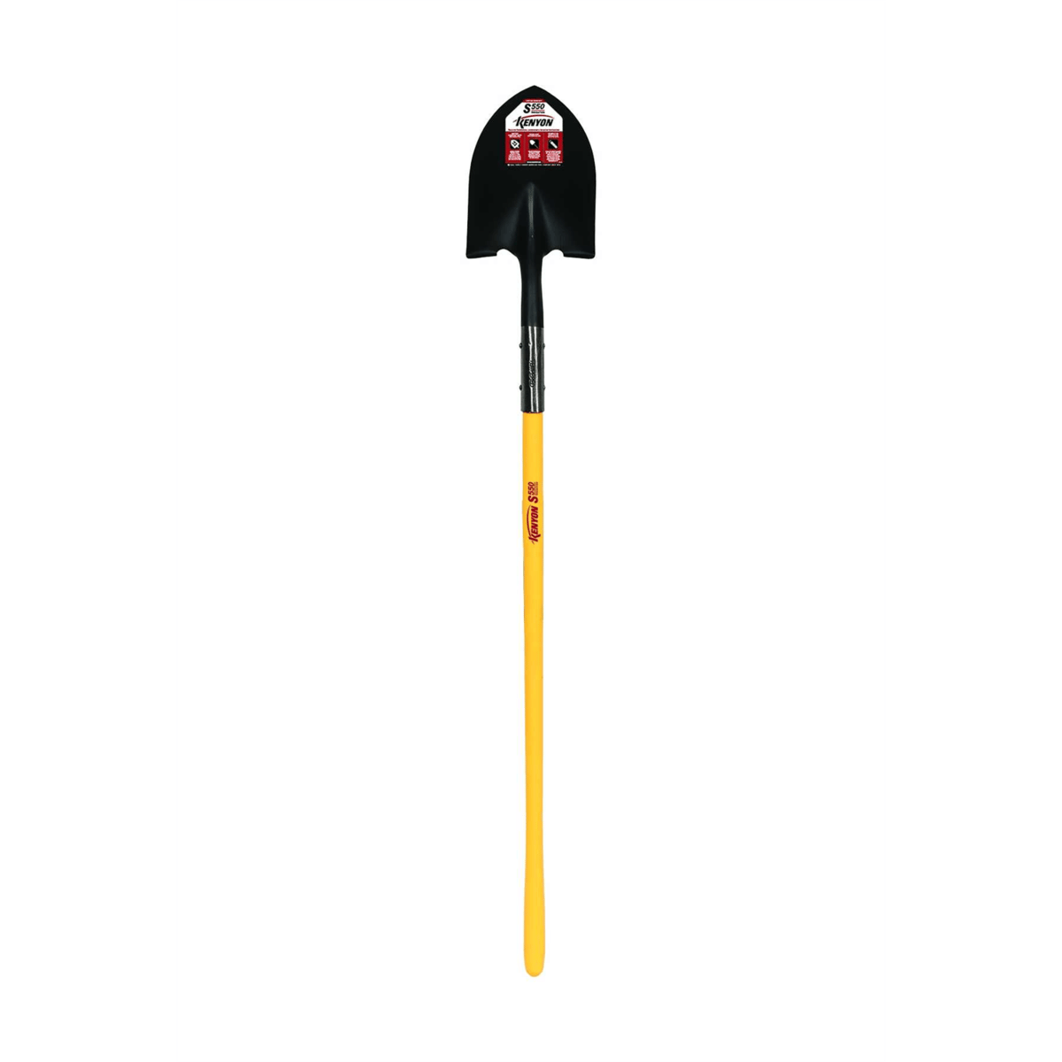 Kenyon 14 Ga. Double Rivet #2 Round Point Shovel, 48" Polymer Handle