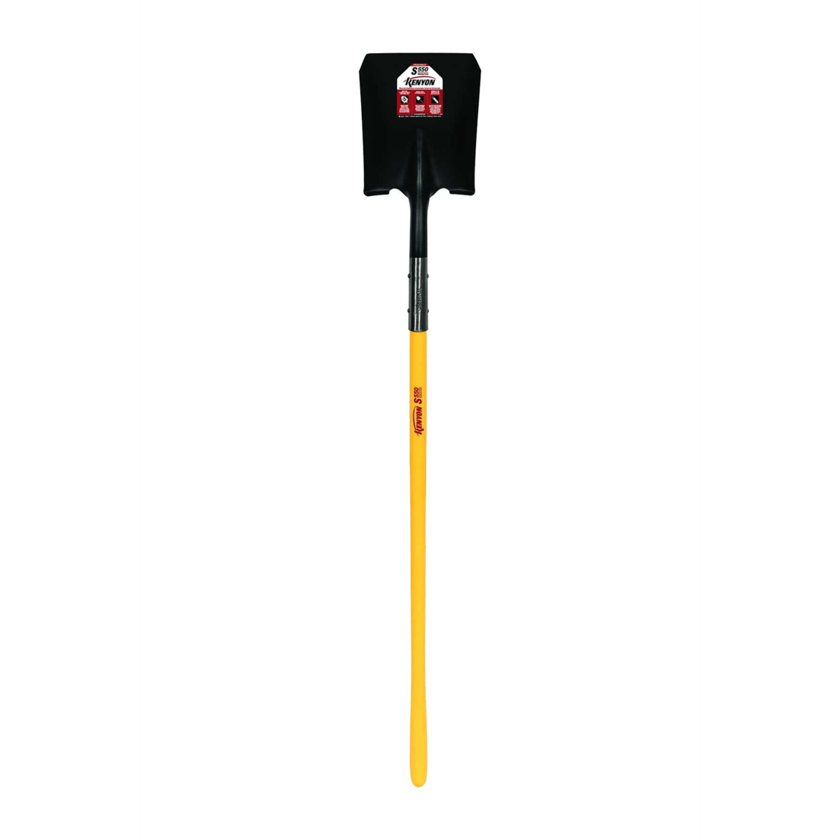 Kenyon 14 Ga. Double Rivet #2 Square Point Shovel, 48" Polymer Handle