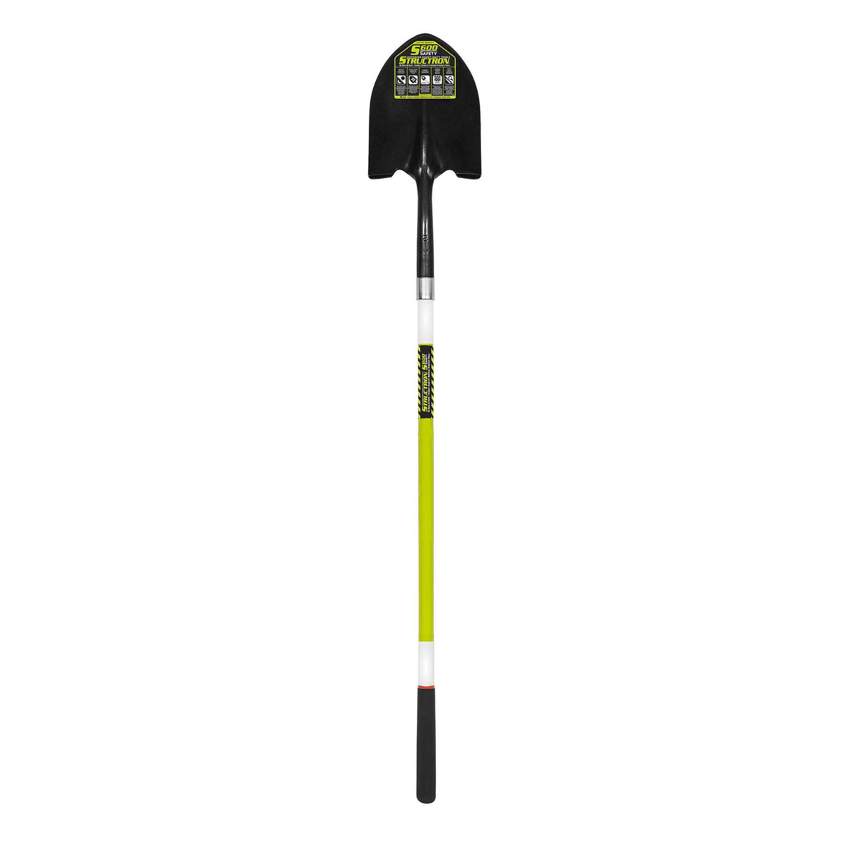 48" Round Point Shovel with Fiberglass Handle and Safety Green Reflective Tape