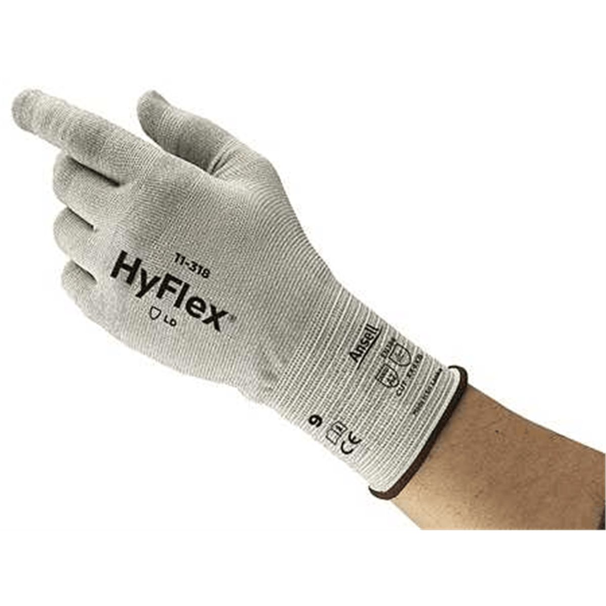 HyFlex 11-378 Cut-Resistant Gloves Cut Protection Level A4, Size XS, 6.0 cm Palm Width