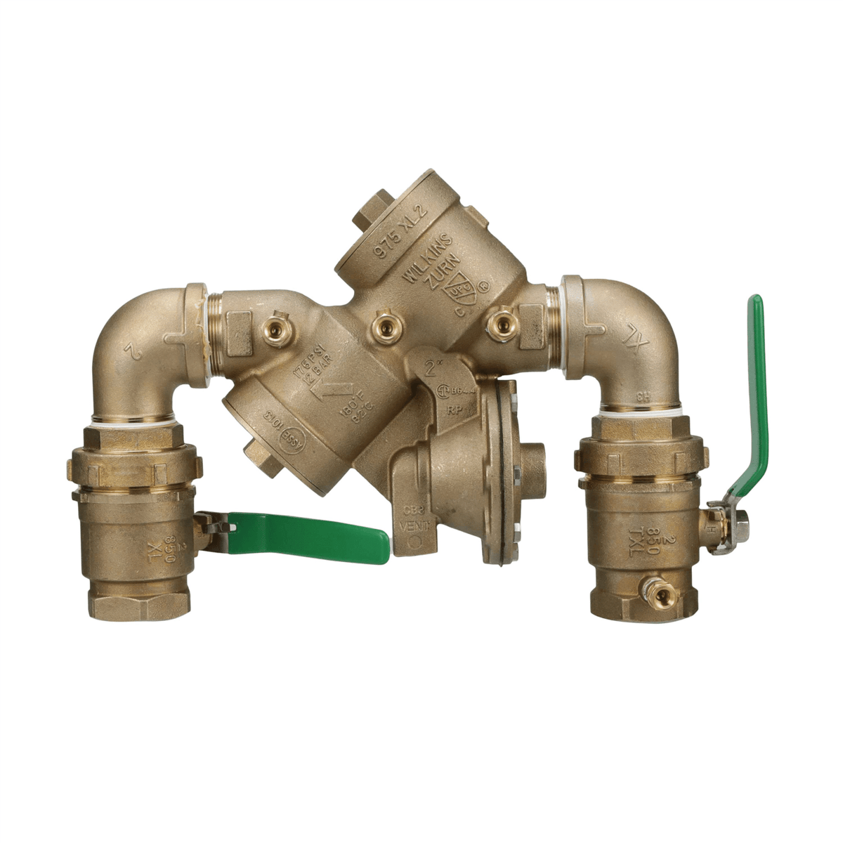 Zurn 2" 975XL2 Reduced Pressure Principle BFP with Street Elbows & Union Ball Valves, 2-975XL2SEU