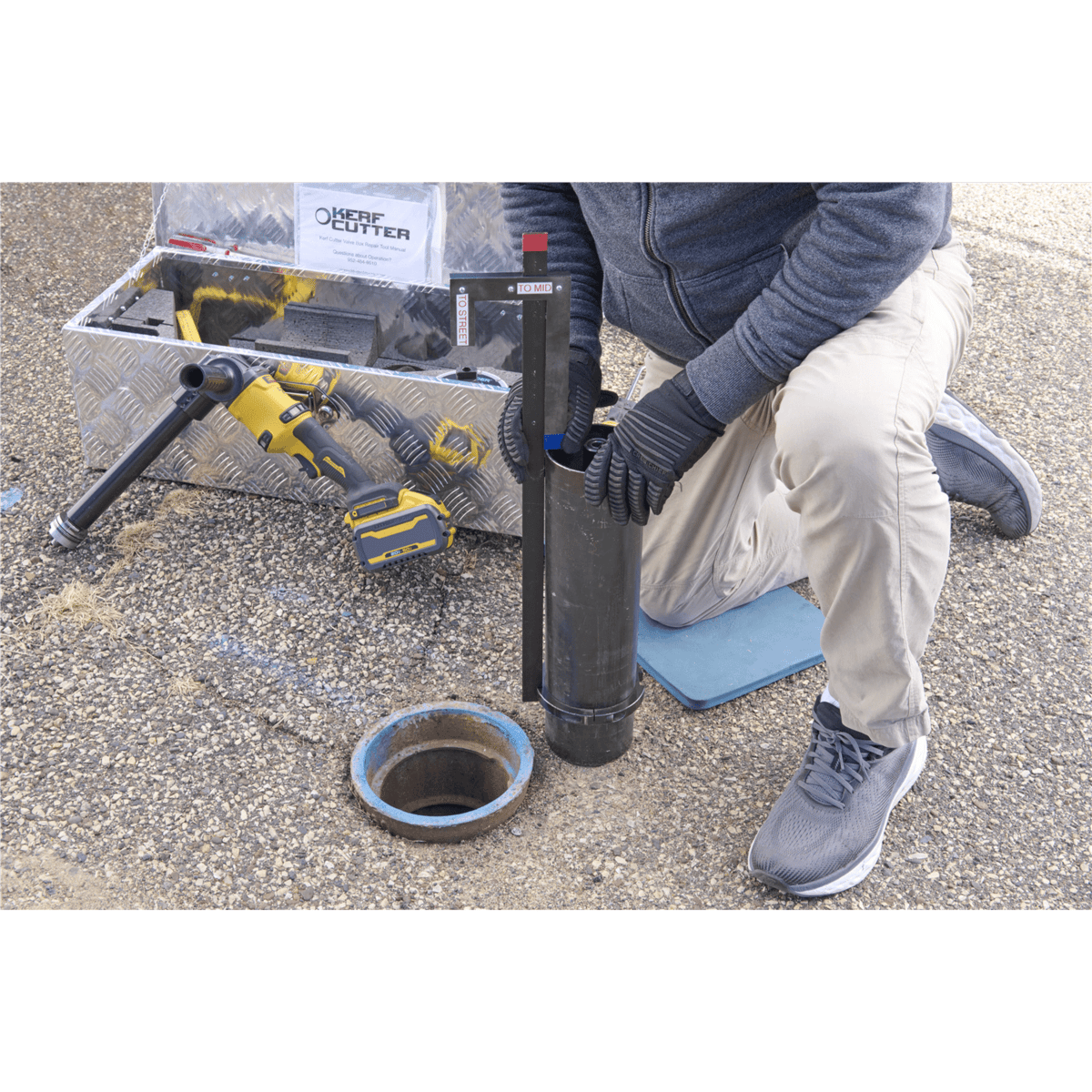 HydroVerge Kerf Cutter Gate Valve Box Repair Tool & Accessories, DeWalt Motor, Cordless Version