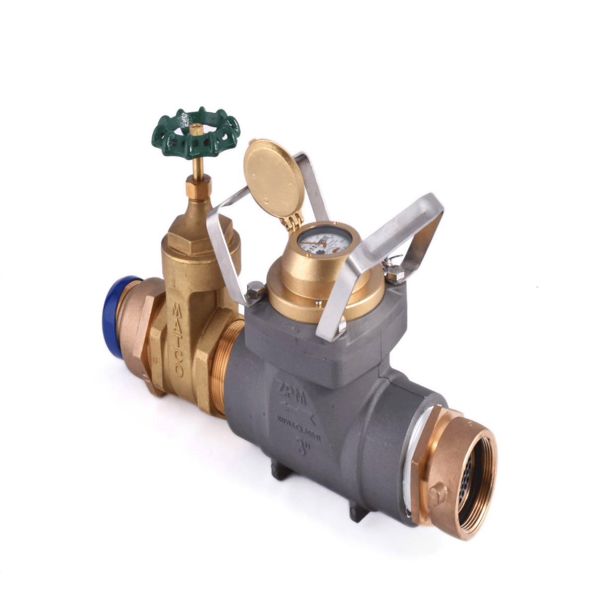 Zenner FHZ30 Hydrant Meter w/ Gate Valve, Cubic Feet, FHZ30SCF-GV