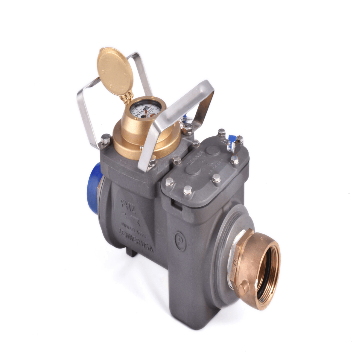 Zenner High-Performance Hydrant Meter w/ Out Gate Valve, 17"L, Gallons, FHZP25SUS