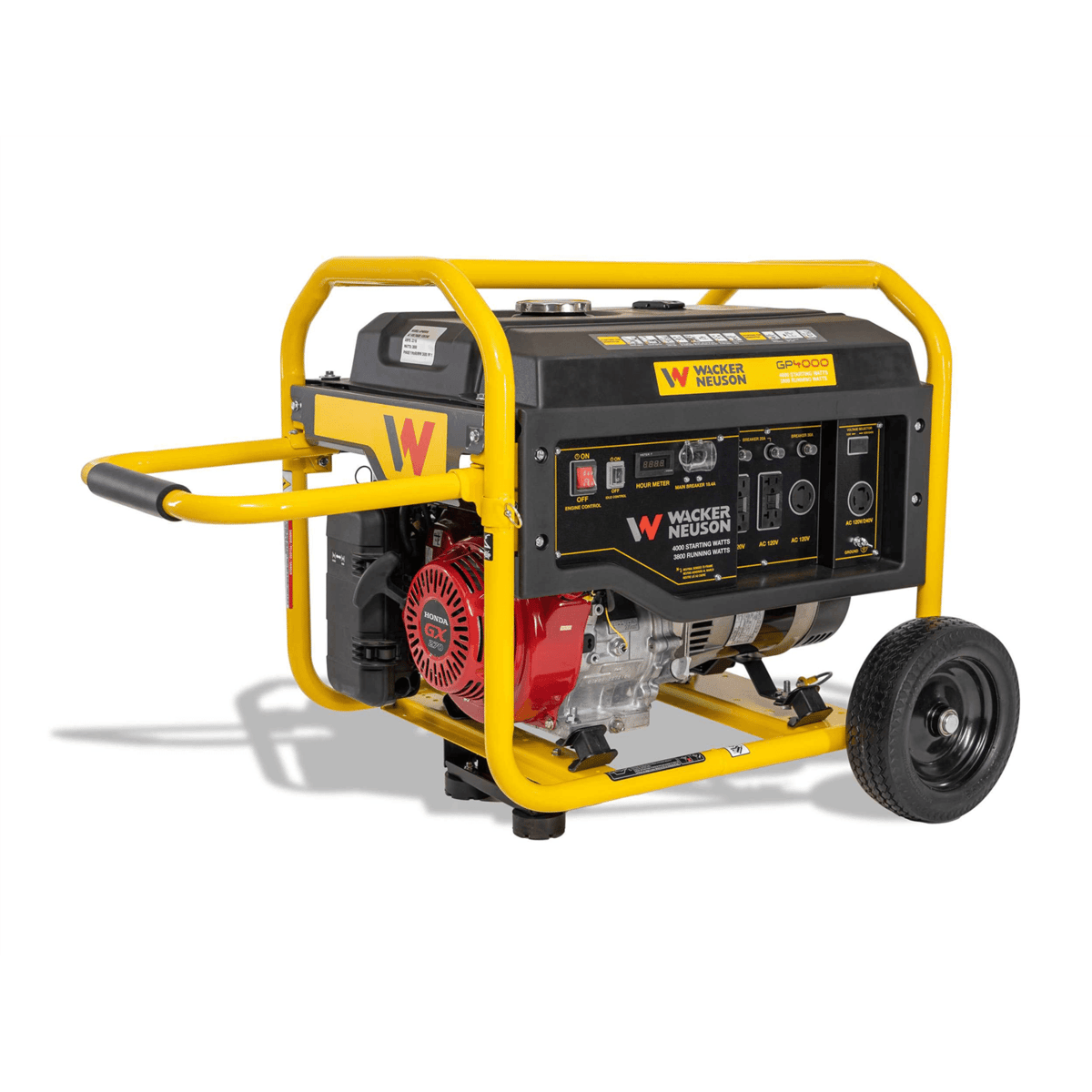 Wacker Neuson Portable Generator, Gas, Honda, 4000 W, Wheel Kit, GP4000A