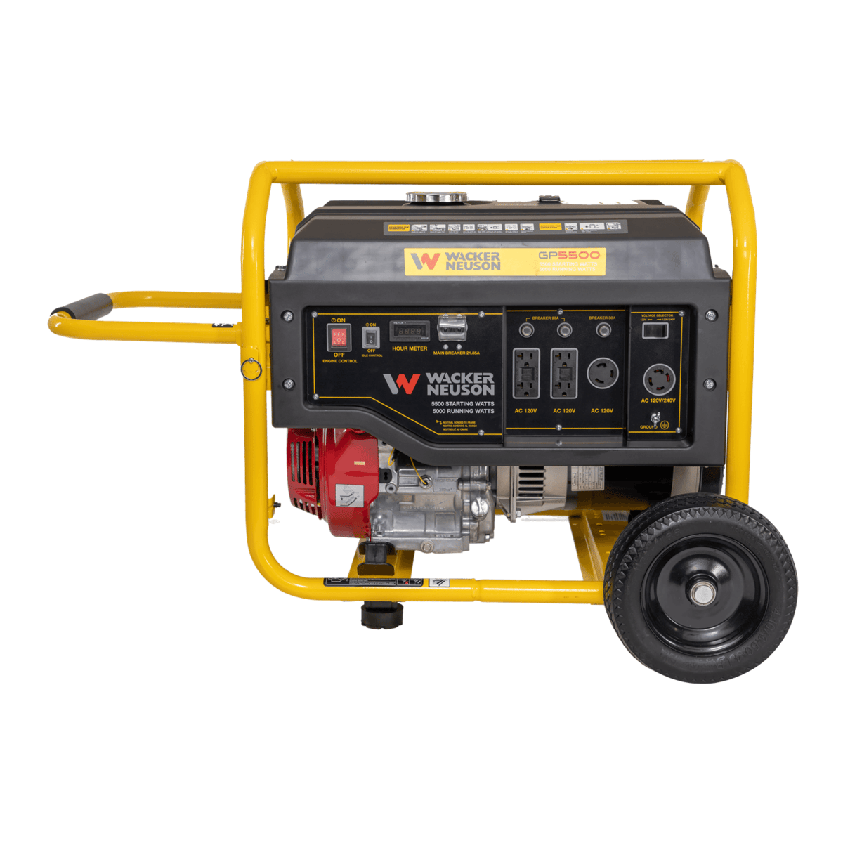 Wacker Neuson Portable Generator, Gas, Honda, 5500 W, Wheel Kit, GP5500A