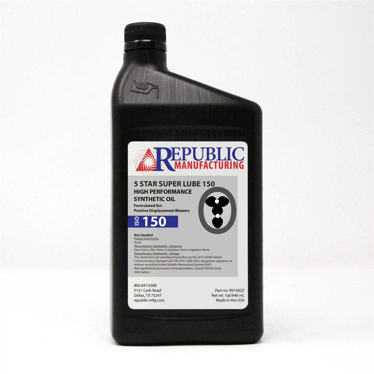 Republic Manufacturing 5 Star Vac Lube ISO 150, 1 Quart