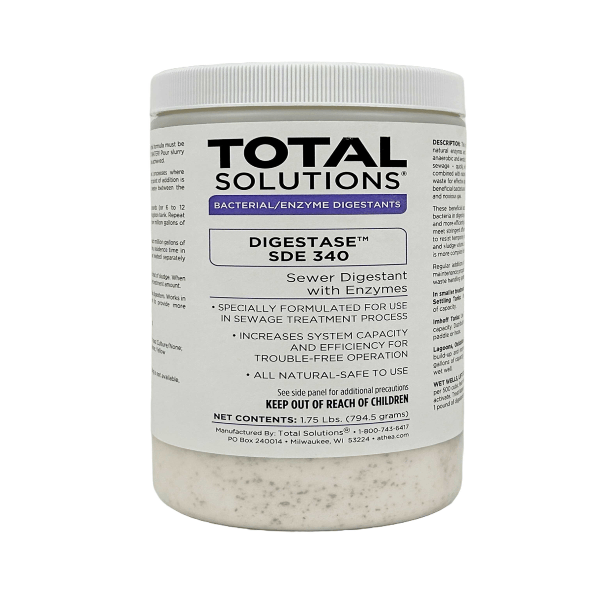 Digestase™ SDE 340, Sewage Digestant, 1.75 lb Jars, 6/Pack