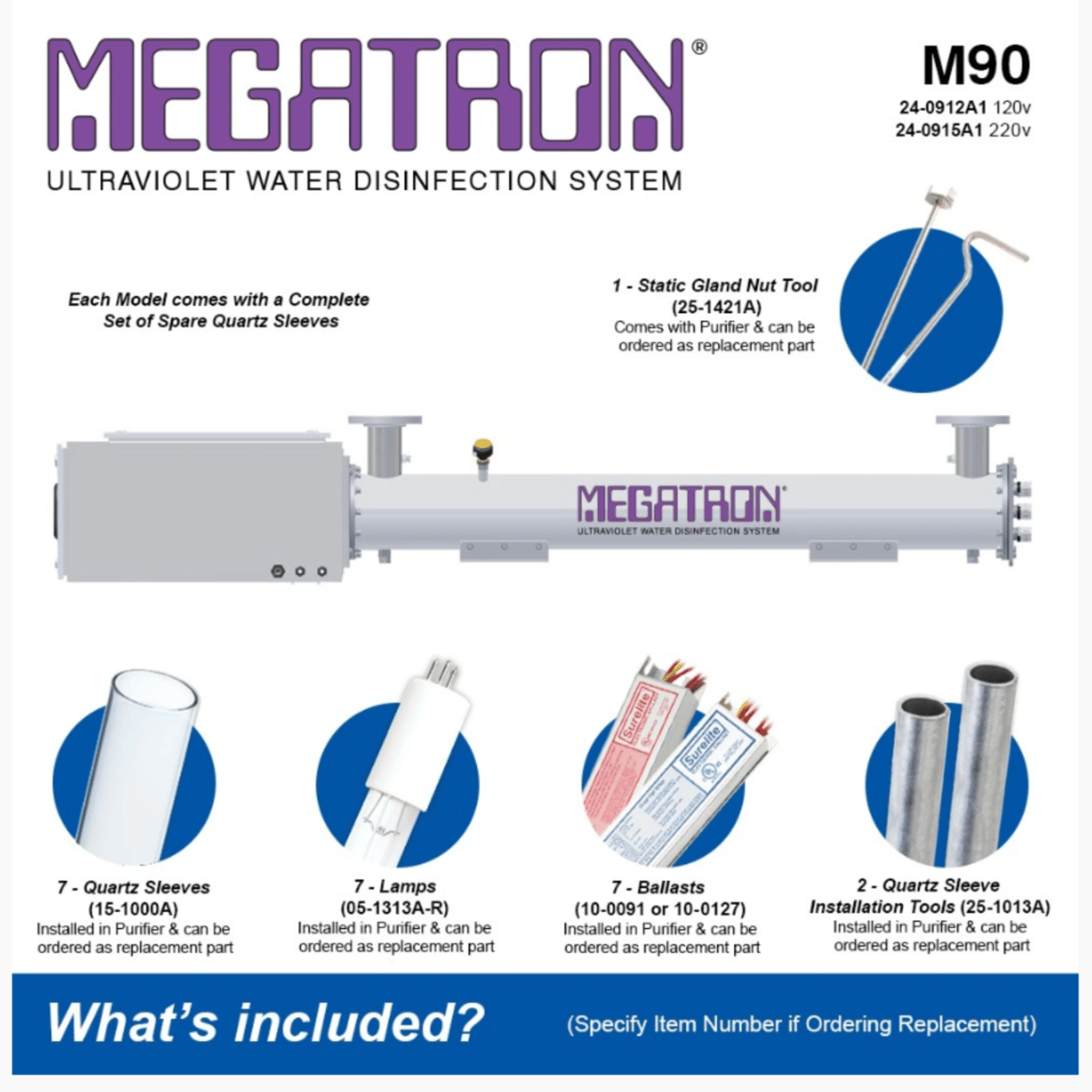 Atlantic Ultraviolet Megatron® Ultraviolet Water Purifier M90 w/ Automatic Wiper 120v