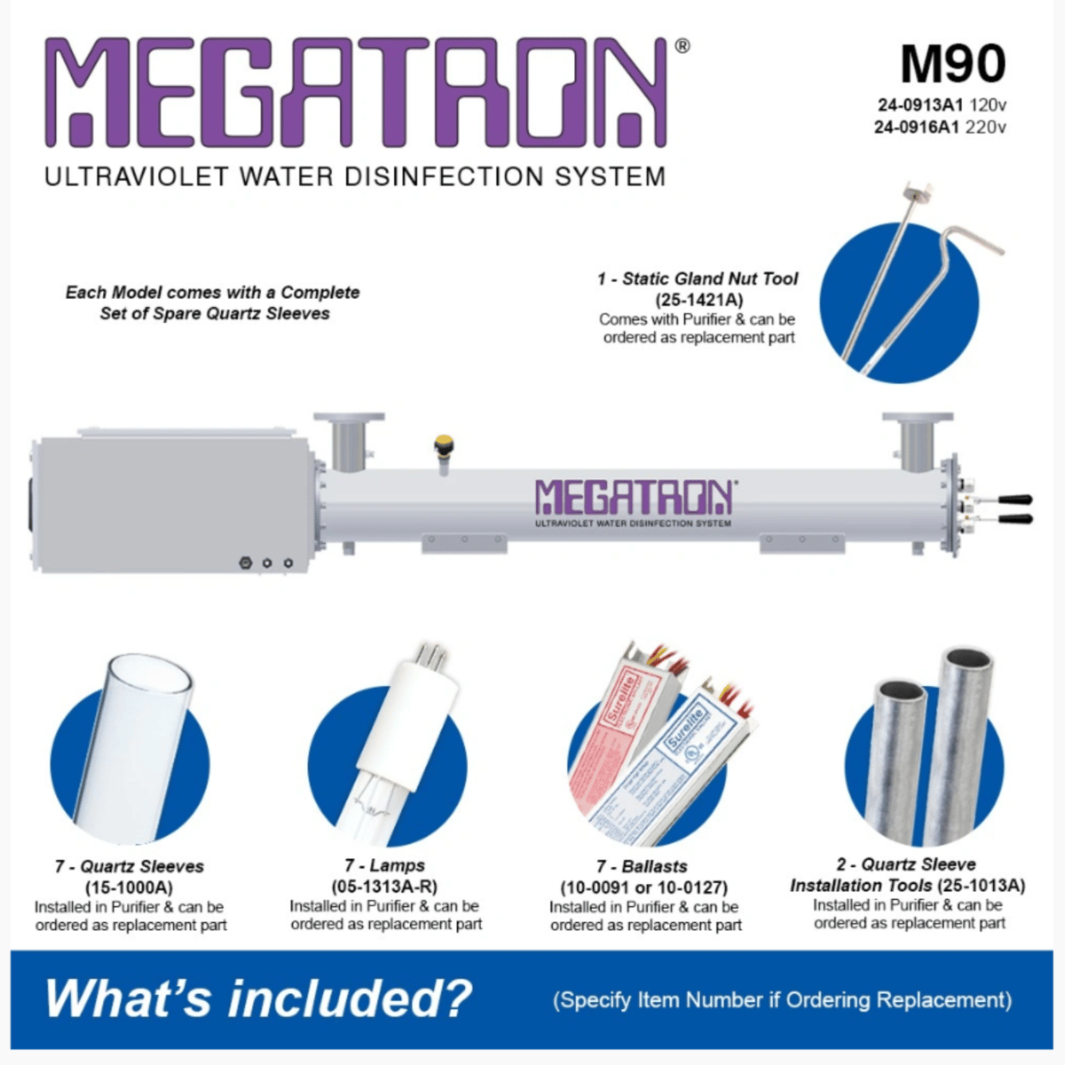 Atlantic Ultraviolet Megatron® Ultraviolet Water Purifier M90 120v Manual Wiper