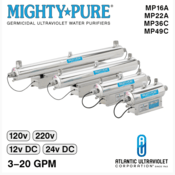 Atlantic Ultraviolet MightyPURE® Ultraviolet Water Purifier MP16A, 3 gpm, 25-1601