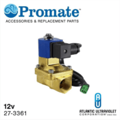 Atlantic Ultraviolet Promate™ Solenoid Valve, 12v, 3/4" NPT Lead Free Brass, NSF 27-3361