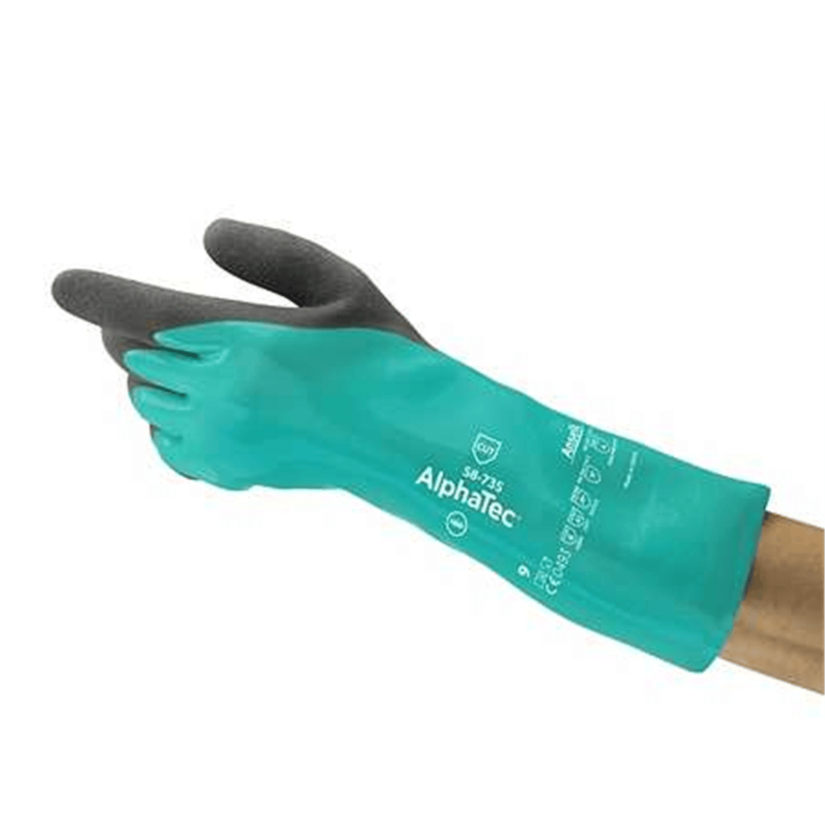 AlphaTec 58-735 Cut-Protective Chemical-Resistant Gloves, Cut Protection Level A3, Size L