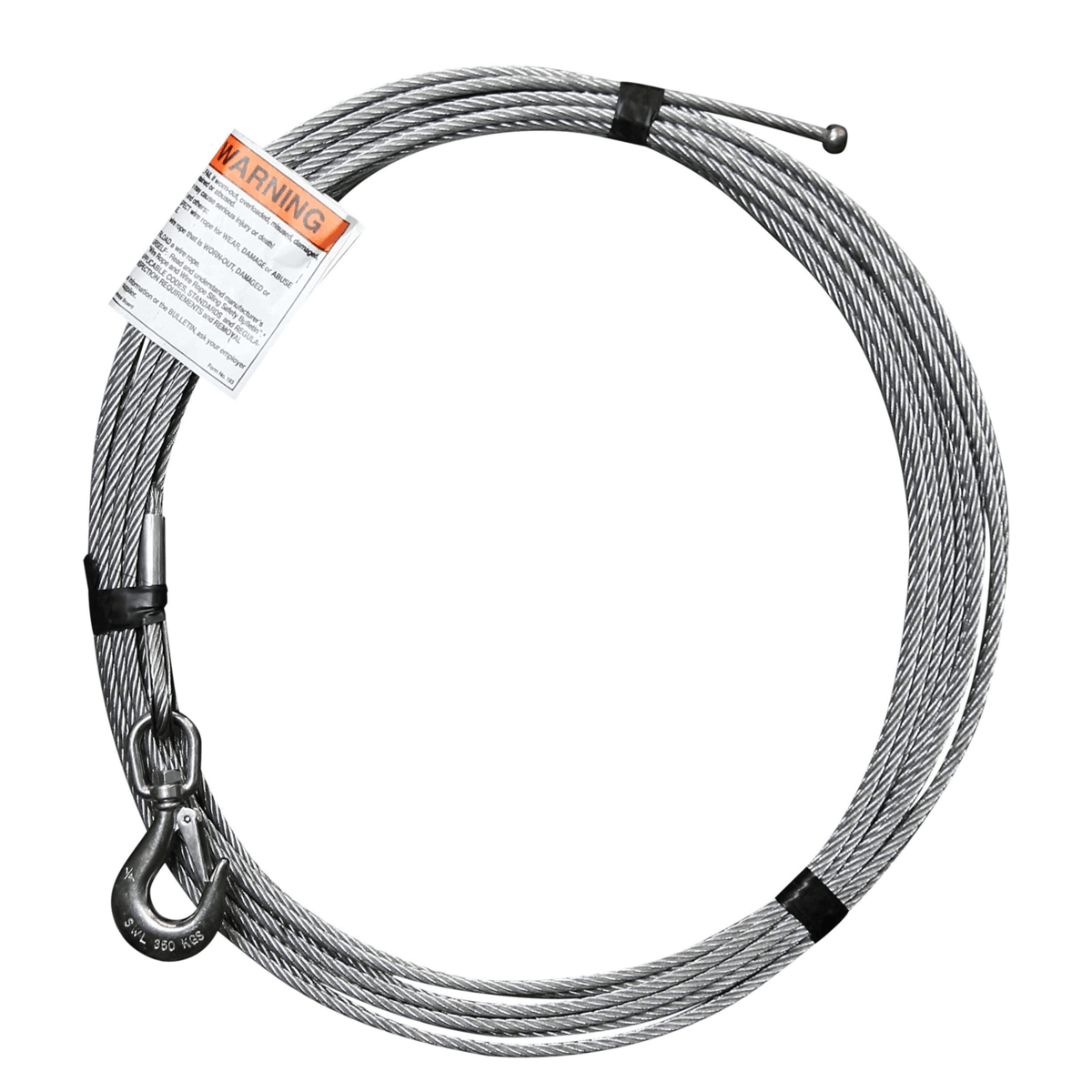 Oz Lifting 1/4" x 10' Galvanized Cable Assembly w/ Ball End Fitting & Swivel Hook OZGAL.25-10B