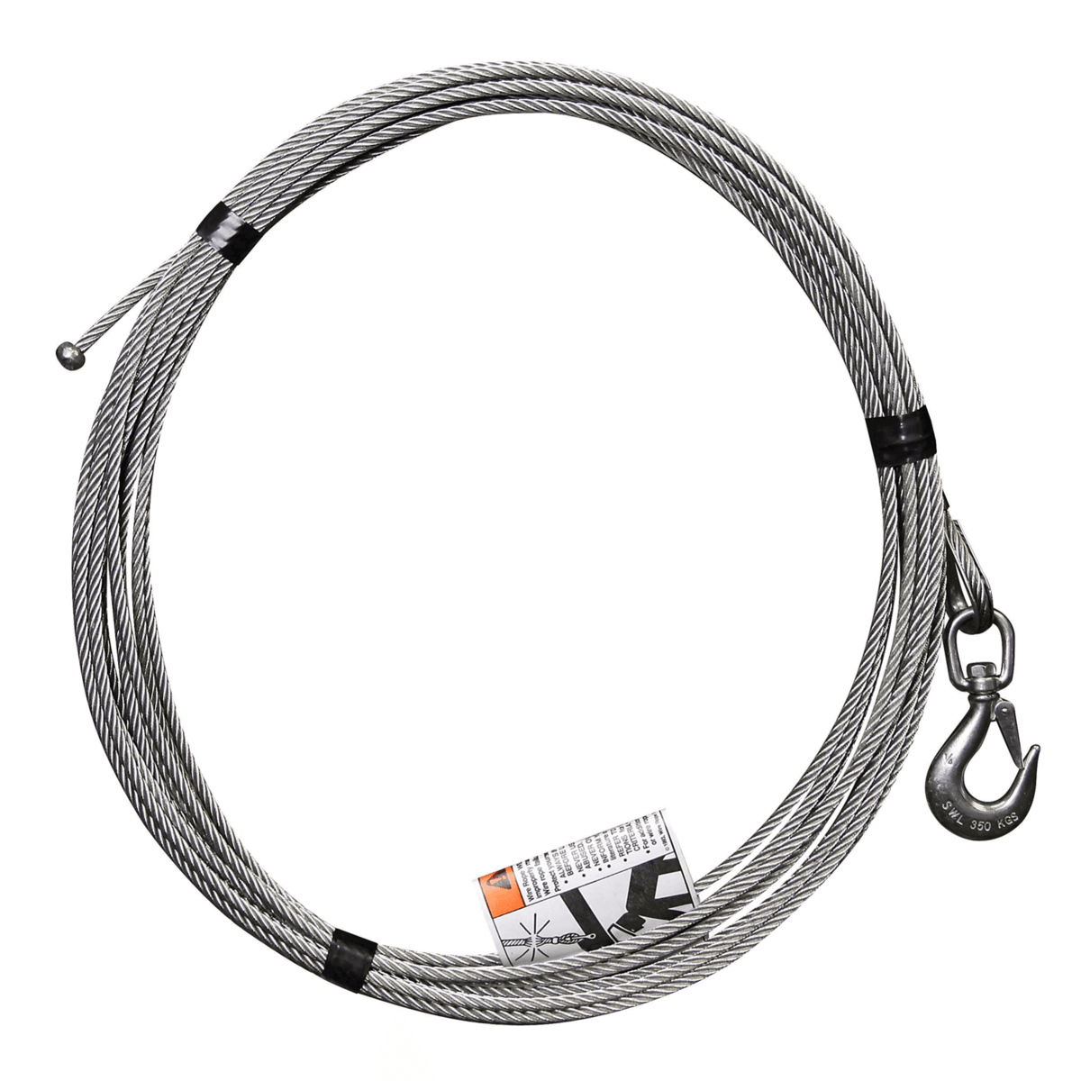 Oz Lifting 1/4" x 10' Stainless Steel Cable Assembly w/ Ball End Fitting & Swivel Hook OZSS.25-10B