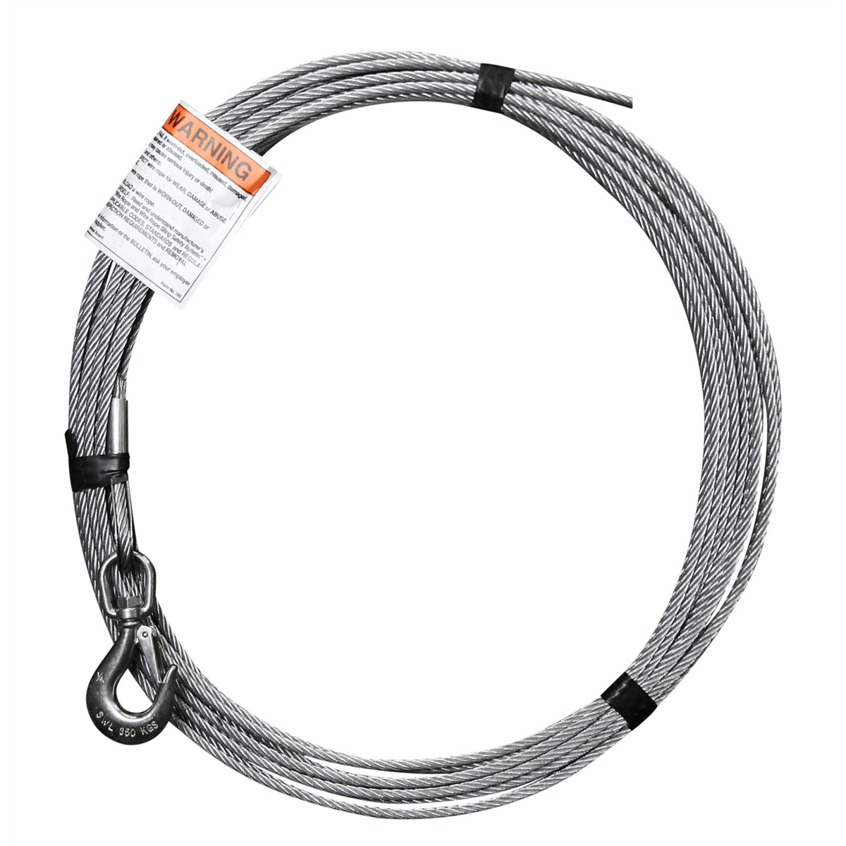 Oz Lifting 1/4" x 10' Lift - Galvanized Cable Assembly with Swivel Hook and Latch OZGAL.25-10