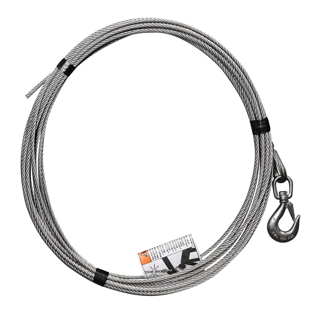 Oz Lifting 1/4" x 10' Lift - Stainless Steel Cable Assembly with Swivel Hook and Latch OZSS.25-10