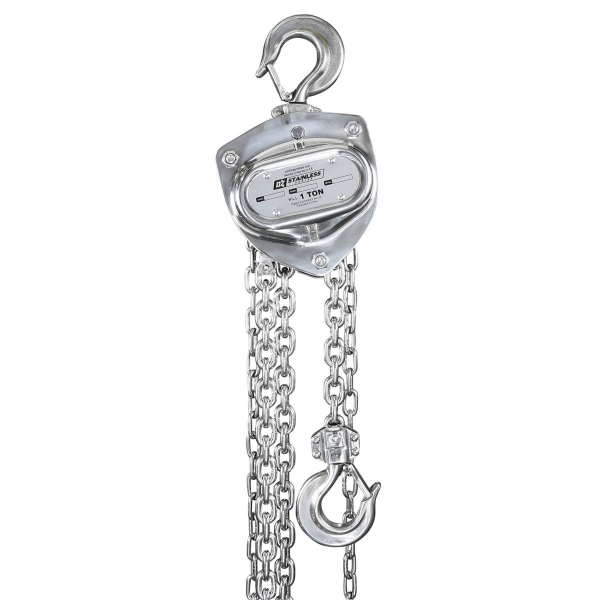 Oz Lifting 1 T Stainless Steel Chain Hoist 10' Lift OZSS010-10CH