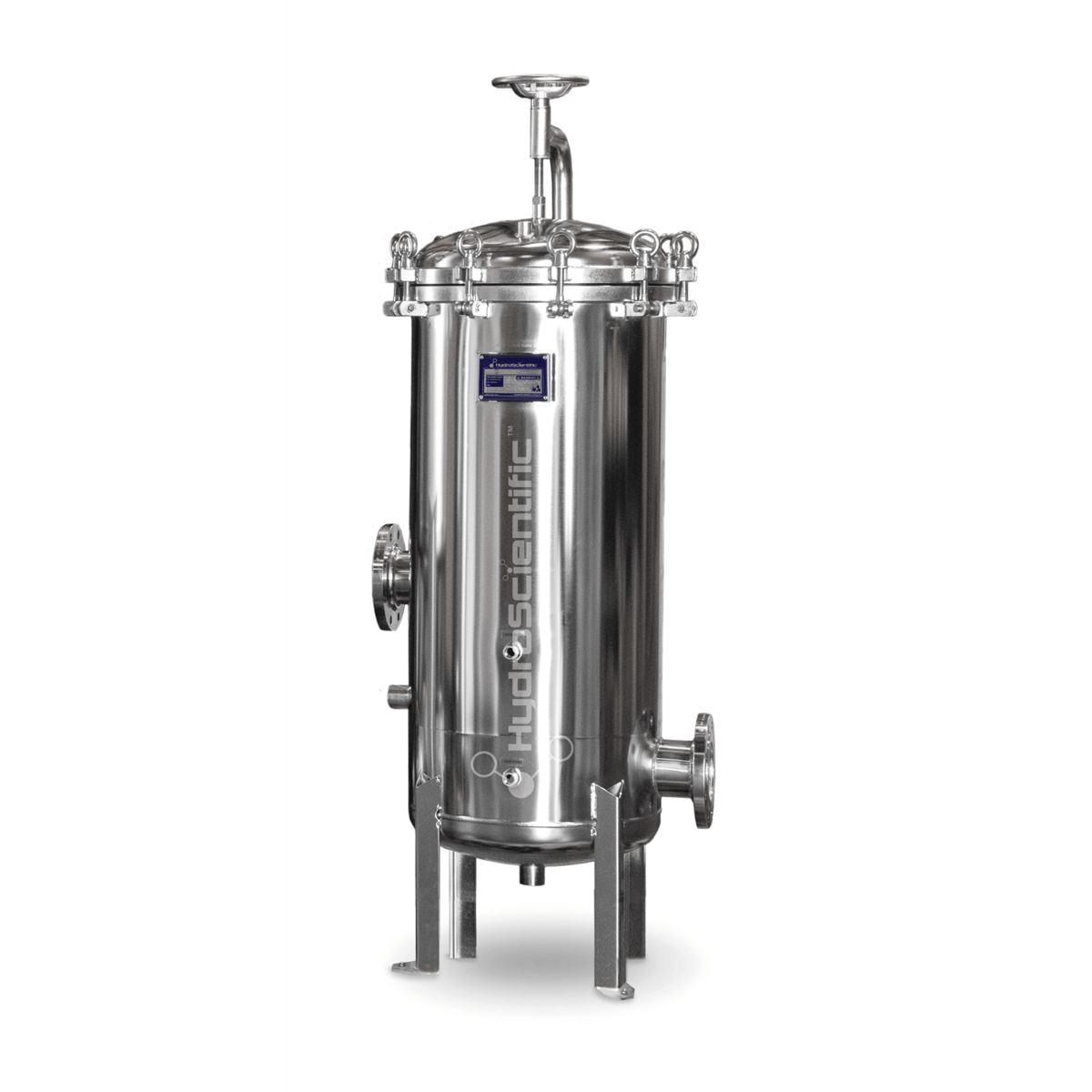 HydroScientific Sciclone Swing Bolt 170 Jumbo Filter Housing, 4 Filter Capacity, 2" Flange, 304SS