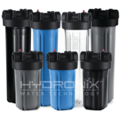 Housing for 4.5" Diameter Filter Cartridges, 10" Black Body, Black Cap PR, 3/4" Connections