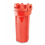 Housing for 2.5" Diameter Filter Cartridges, High Temp, 10" Body, Red Cap, 3/4" Connections