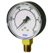 WIKA 111.10 Std Pressure Gauge Brass, ABS plastic Case 2-1/2", lower mount 1/4" Dry, 0 to 160 PSI